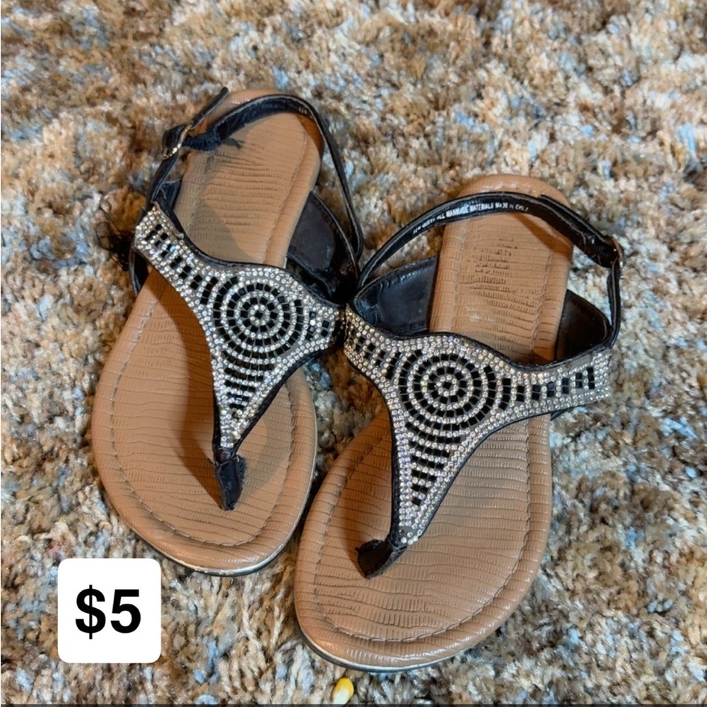 Elegant Black Beaded Women's Sandals